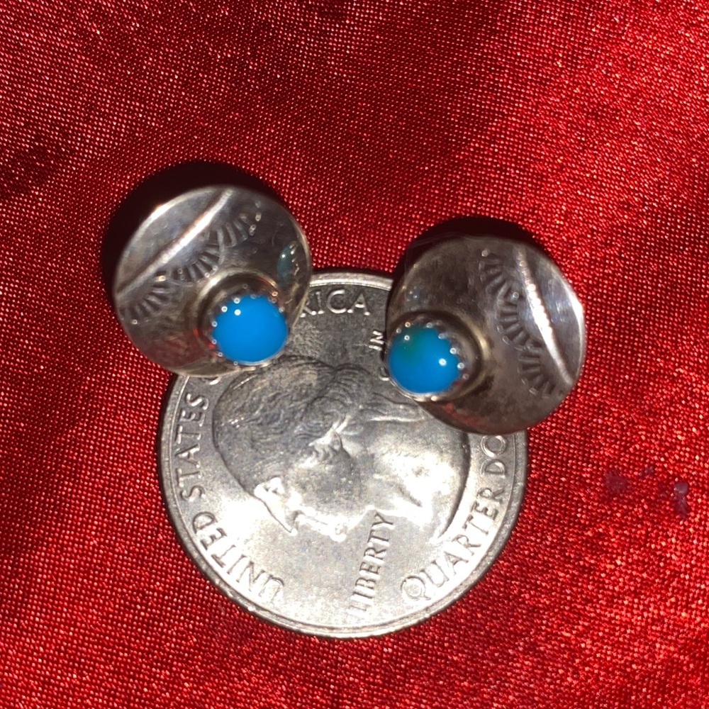 Sterling Turquise Antique Earrings - Picture 5 of 7